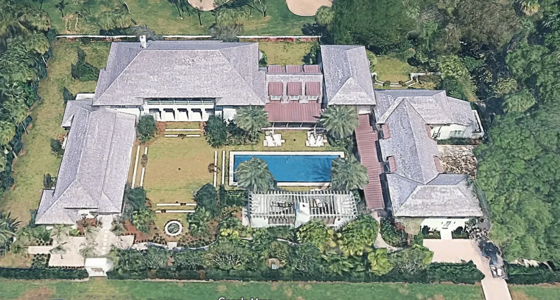 Aerial concept view of an estate with pool and grounds